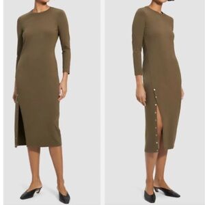 Elegant Olive Green Midi Dress